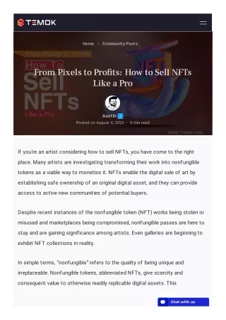 From Pixels to Profits: How to Sell NFTs Like a Pro