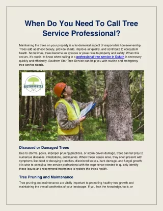 when do you need to call tree service professional