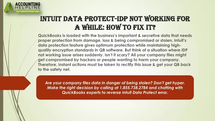 intuit data protect idp not working for a while how to fix it