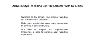 Hire an affordable Wedding Car in  Leicester