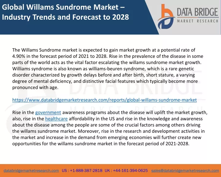 global willams sundrome market industry trends