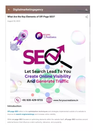What Are the Key Elements of Off-Page SEO