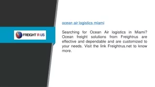 Ocean Air Logistics Miami | Freightrus.net
