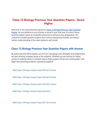 class 12 biology previous year question papers