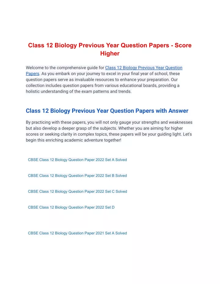 class 12 biology previous year question papers