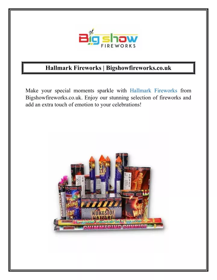 hallmark fireworks bigshowfireworks co uk