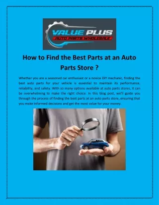 How to Find the Best Parts at an Auto Parts Store?
