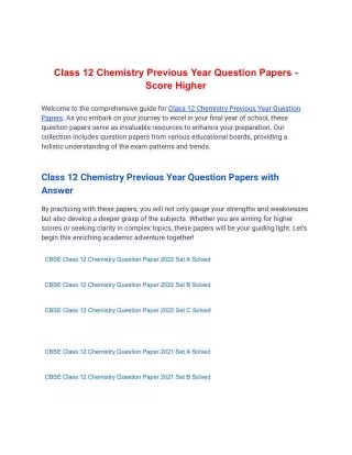 class 12 chemistry previous year question papers