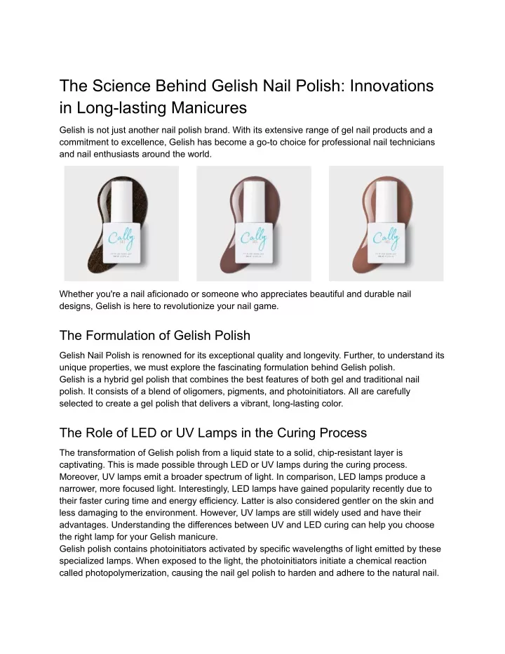 the science behind gelish nail polish innovations
