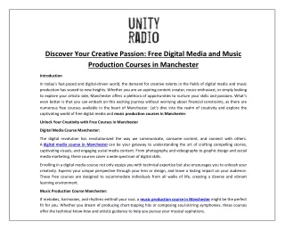 Discover Your Creative Passion: Free Digital Media and Music Production Courses