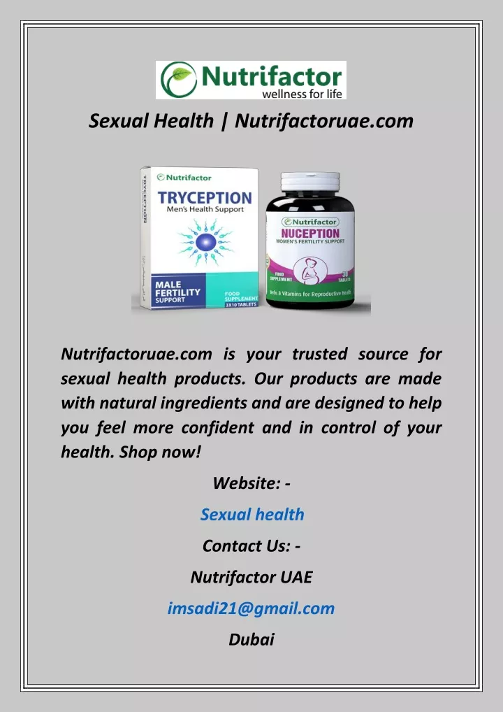 sexual health nutrifactoruae com