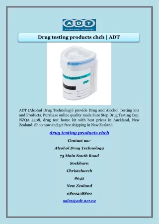 Drug testing products chch | ADT