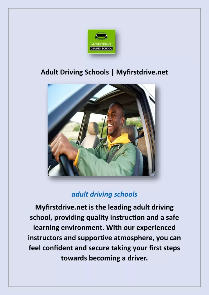 adult driving schools myfirstdrive net