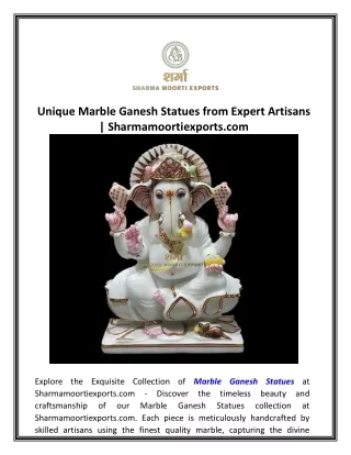 Unique Marble Ganesh Statues from Expert Artisans | Sharmamoortiexports.com