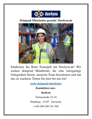 Dringend Mitarbeiter gesucht  Das4you.de