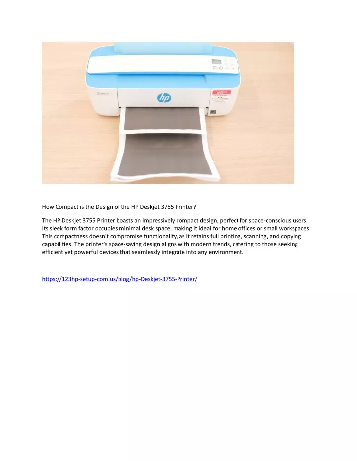 how compact is the design of the hp deskjet 3755