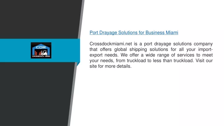 port drayage solutions for business miami