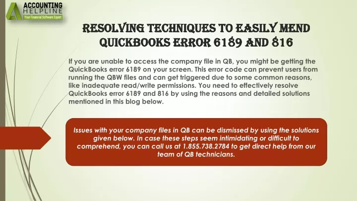 resolving techniques to easily mend quickbooks error 6189 and 816