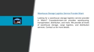 Warehouse Storage Logistics Service Provider Miami | Crossdockmiami.net