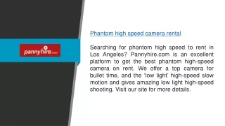 Phantom High Speed Camera Rental Pannyhire.com