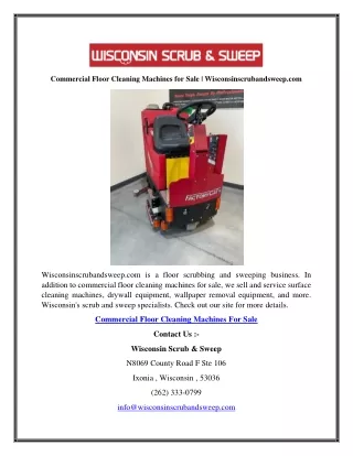 Commercial Floor Cleaning Machines for Sale  Wisconsinscrubandsweep