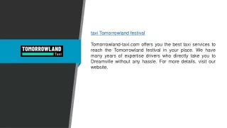 Taxi Tomorrowland Festival | Tomorrowland-taxi.com