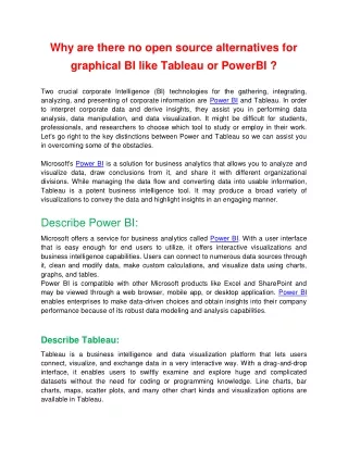 Why are there no open source alternatives for graphical BI like Tableau or PowerBI