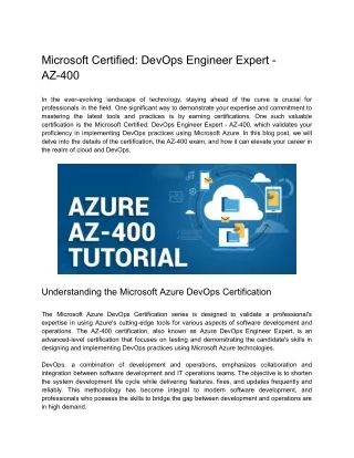 Microsoft Certified_ DevOps Engineer Expert - AZ-400