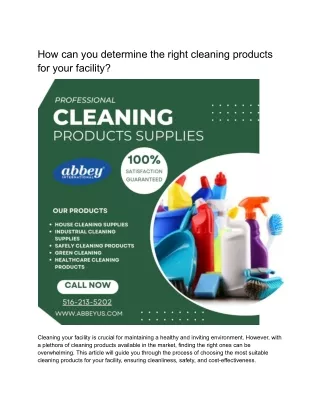 How can you determine the right cleaning products for your facility