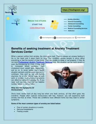 Best Anxiety Treatment Services Center – Healing Nest