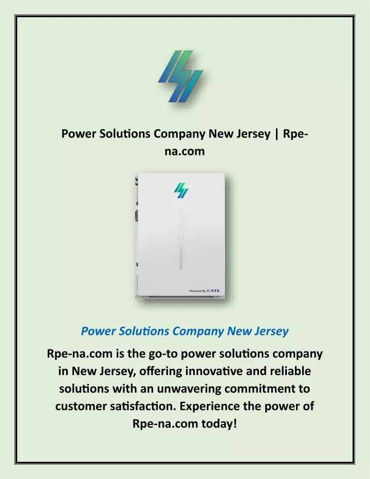 power solutions company new jersey rpe na com