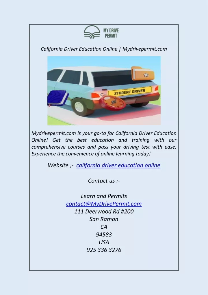 california driver education online mydrivepermit