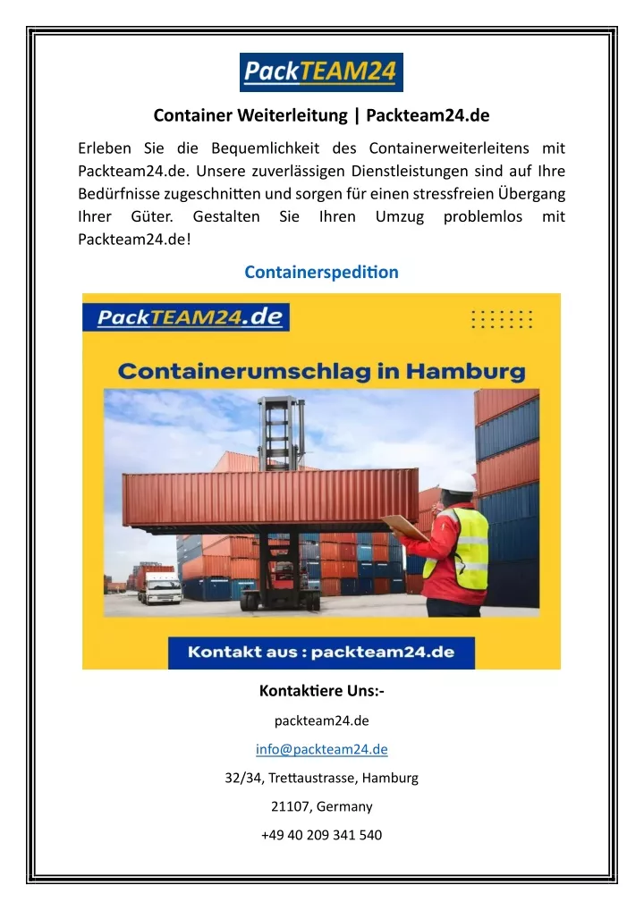 container weiterleitung packteam24 de