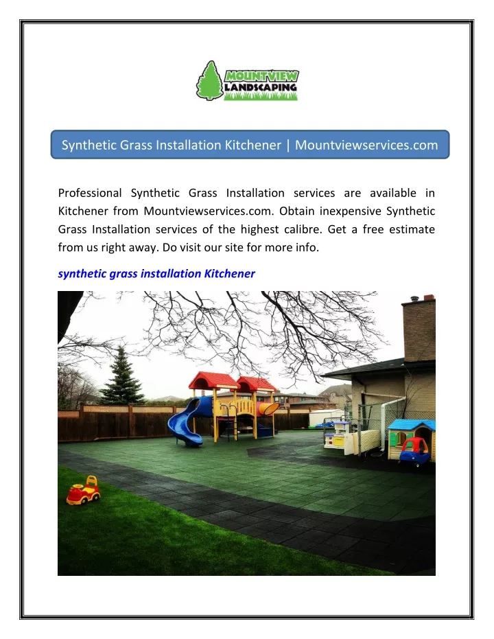 synthetic grass installation kitchener