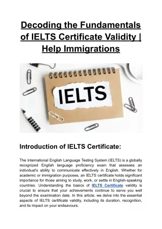 Decoding the Fundamentals of IELTS Certificate Validity _ Help Immigrations