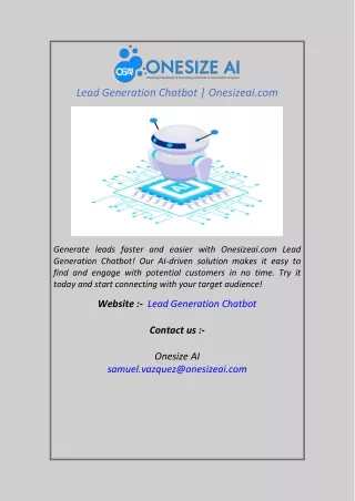 Lead Generation Chatbot  Onesizeai.com