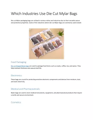 Which Industries Use Die Cut Mylar Bags