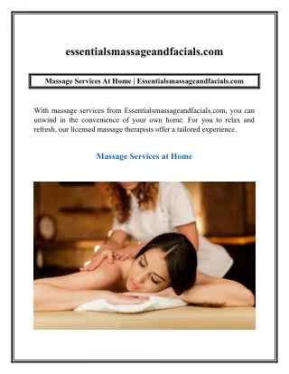 Massage Services At Home  Essentialsmassageandfacials.com