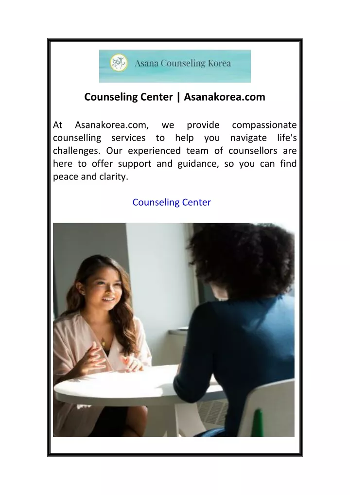 counseling center asanakorea com