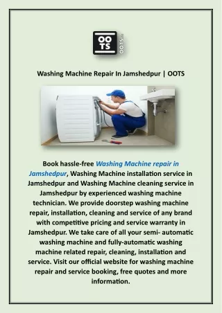 Washing Machine Repair In Jamshedpur | OOTS