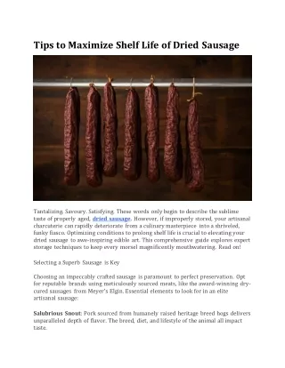 Tips to Maximize Shelf Life of Dried Sausage
