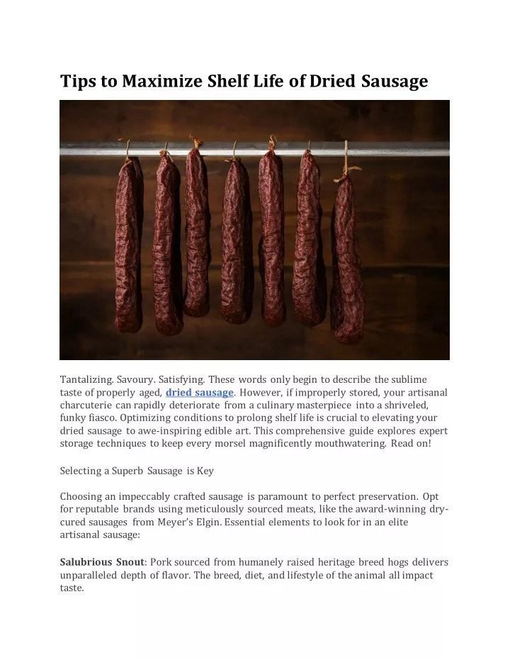 tips to maximize shelf life of dried sausage