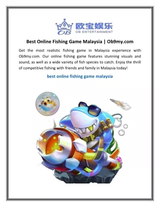 Best Online Fishing Game Malaysia - Ob9my