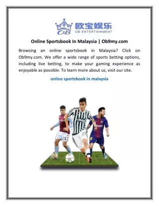 Online Sportsbook In Malaysia - Ob9my