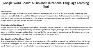 google word coach a fun and educational language