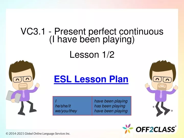 vc3 1 present perfect continuous i have been playing lesson 1 2