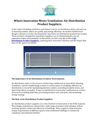 Where Innovation Meets Ventilation Air Distribution Product Suppliers
