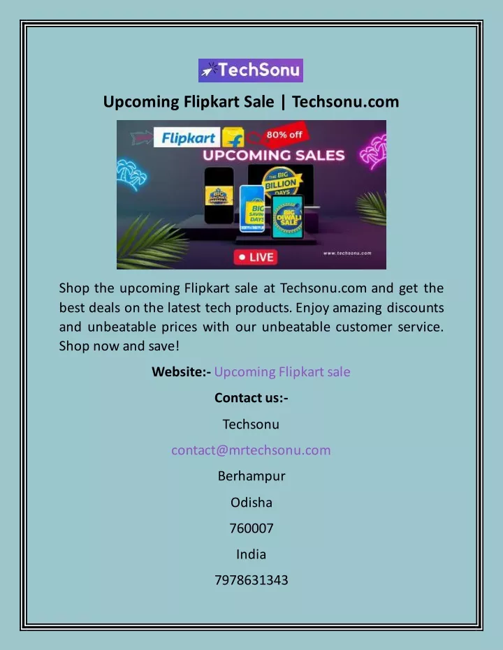 upcoming flipkart sale techsonu com