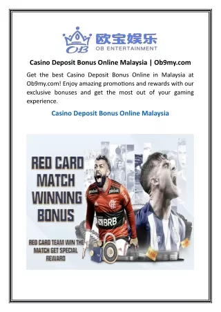 Casino Deposit Bonus Online Malaysia | Ob9my.com
