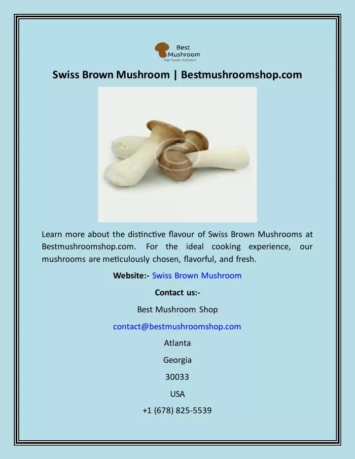 swiss brown mushroom bestmushroomshop com